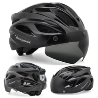 Bike Helmet with LED Taillight and Magnetic UV400 Goggles for Cycling, MTB, and Electric Scooter for Men & Women