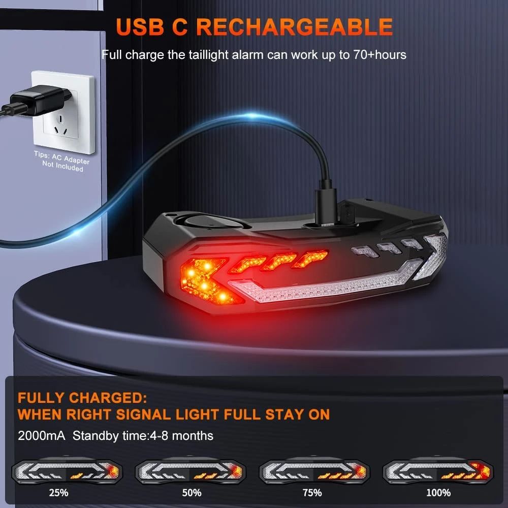Bike Light with Alarm - Bicycle Safety