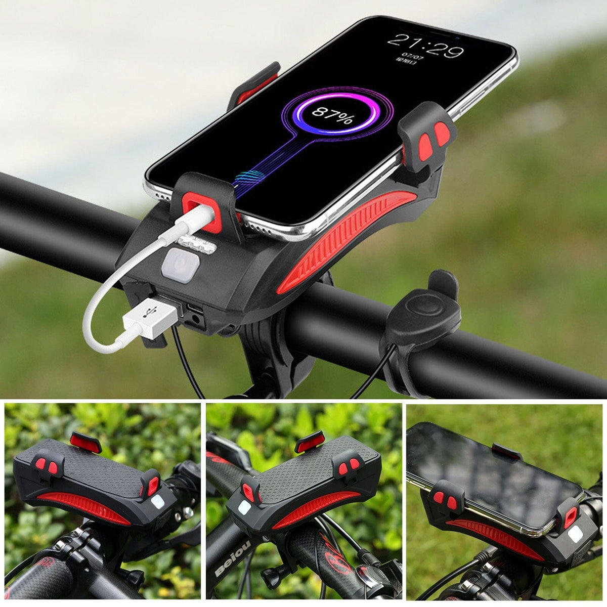 Bike Light with Power Bank and Phone Mount for Men and Women