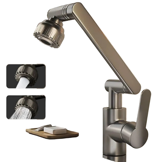 Black Kitchen Faucet with 360° Robotic Arm and Dual Spray for Kitchen and Bathroom