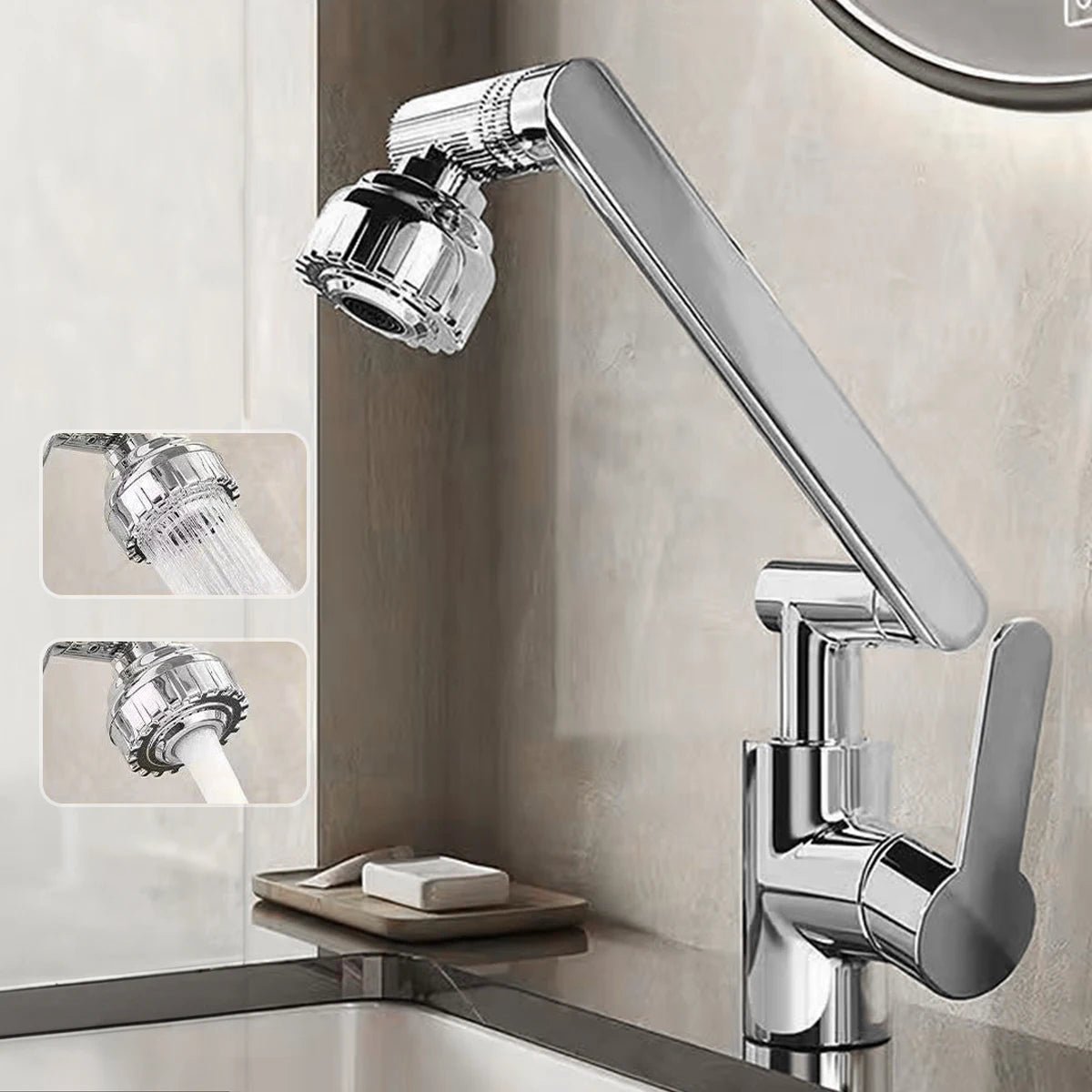 Black Kitchen Faucet with 360° Robotic Arm and Dual Spray for Kitchen and Bathroom