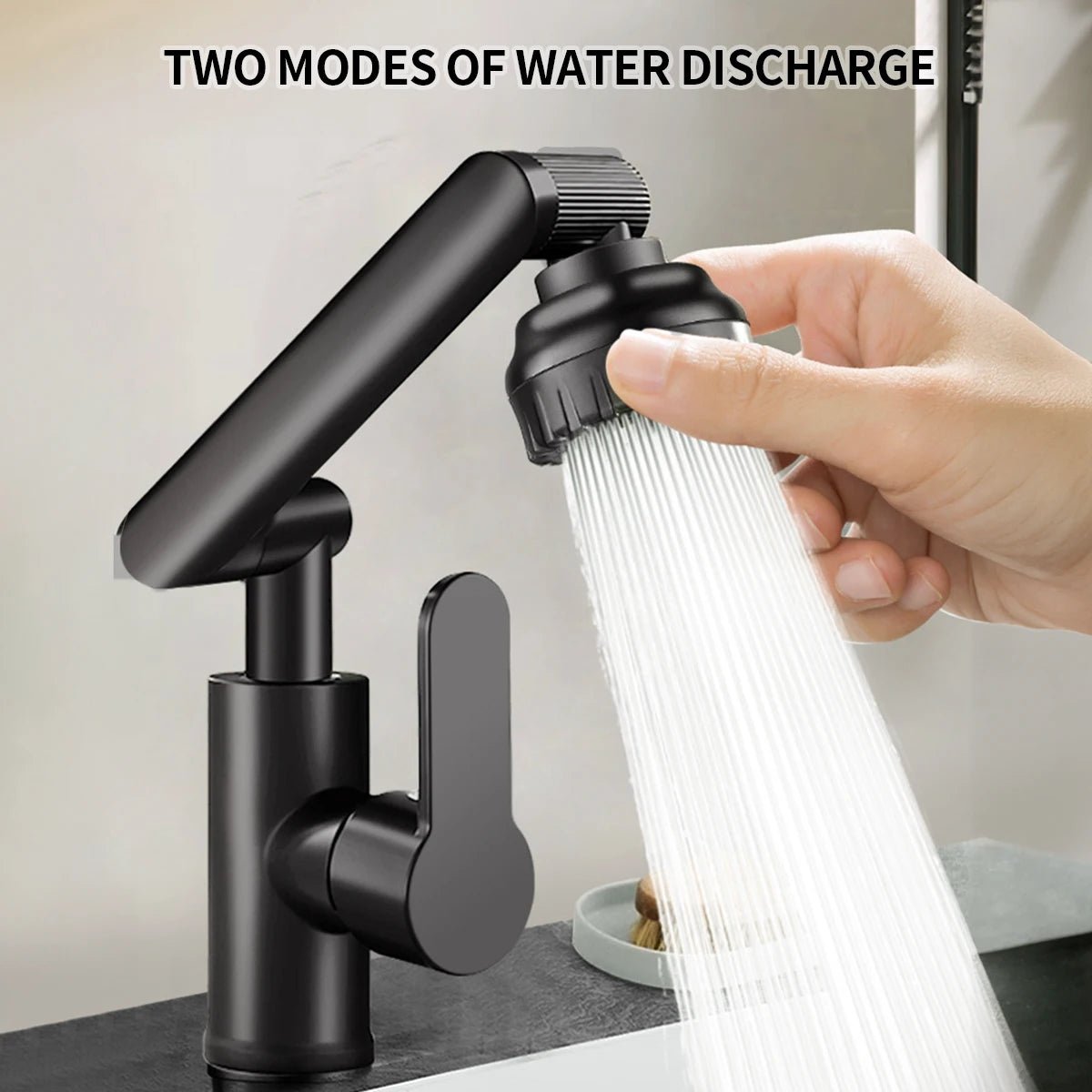 Black Kitchen Faucet with 360° Robotic Arm and Dual Spray for Kitchen and Bathroom