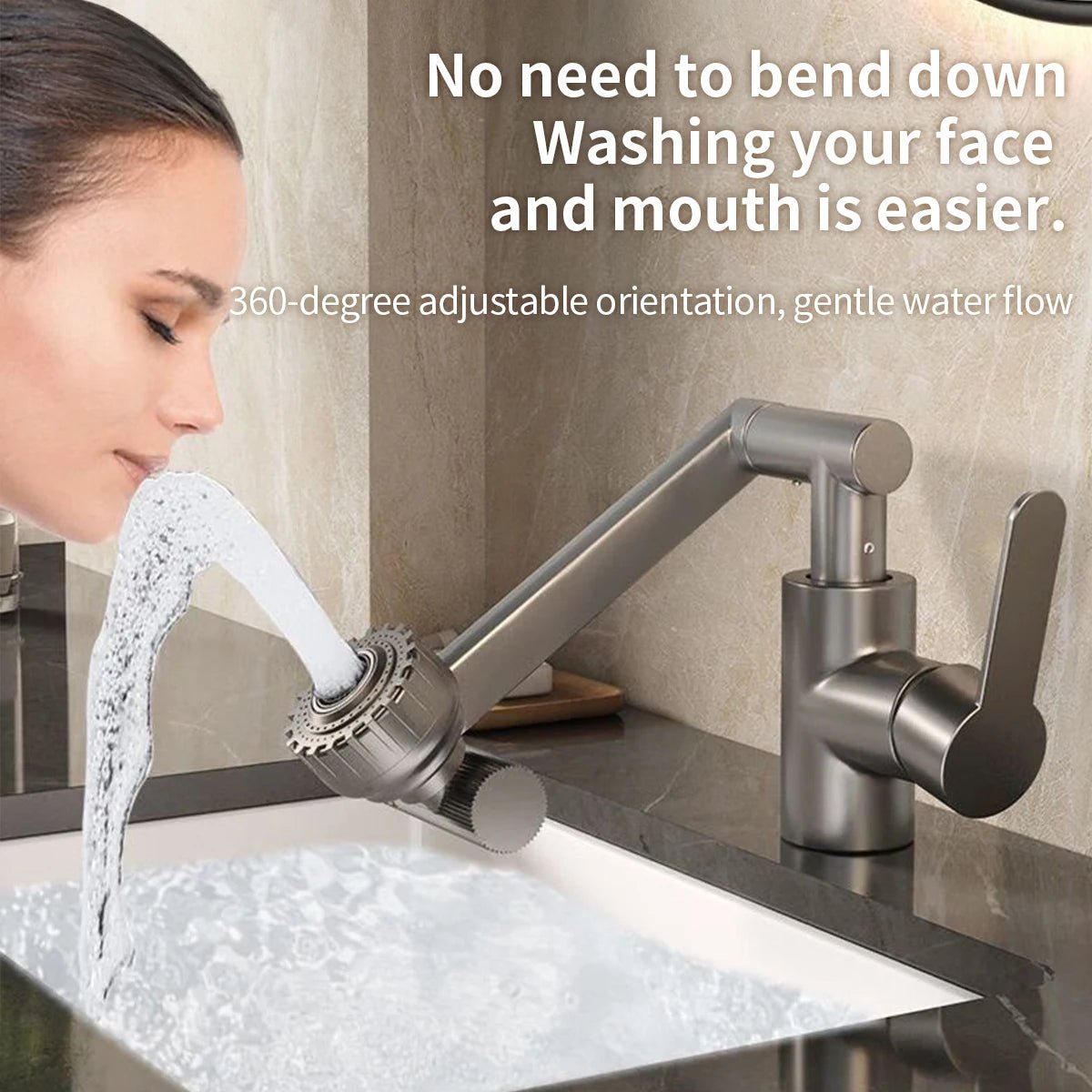Black Kitchen Faucet with 360° Robotic Arm and Dual Spray for Kitchen and Bathroom