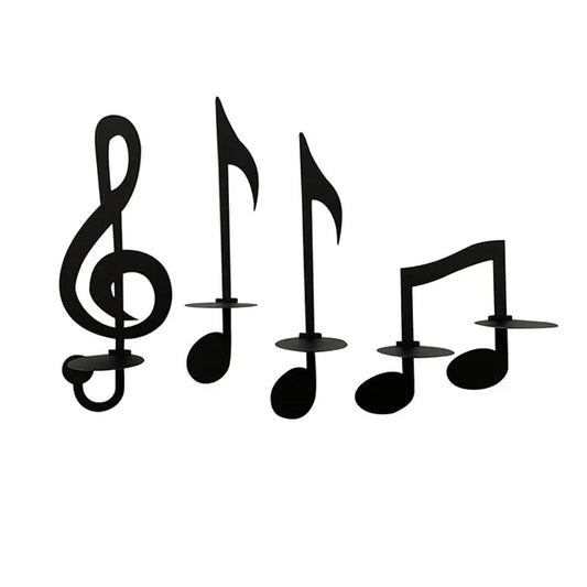 Black Music Note Wall Candle Holder - Elegant Home Decor
