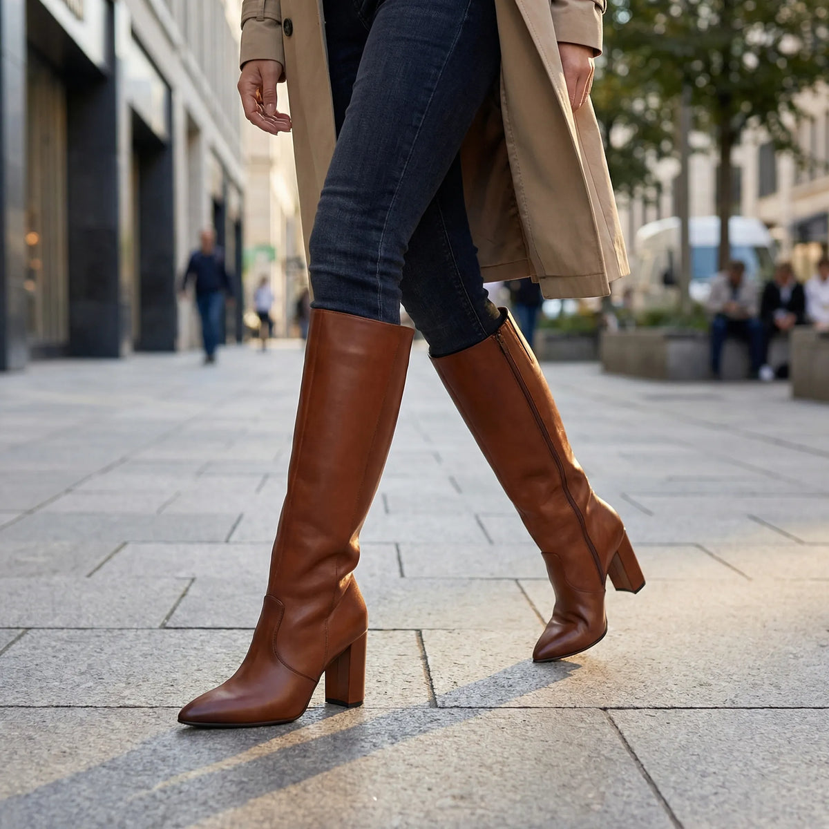 Block Heel Knee-High Boots