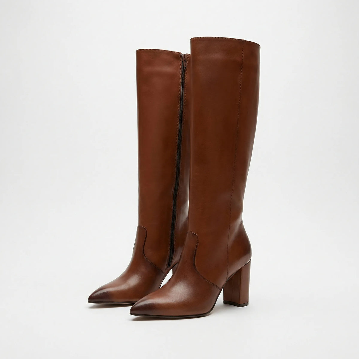 Block Heel Knee-High Boots