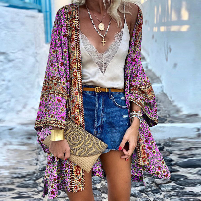 Boho Mid-Length Kimono Cardigan