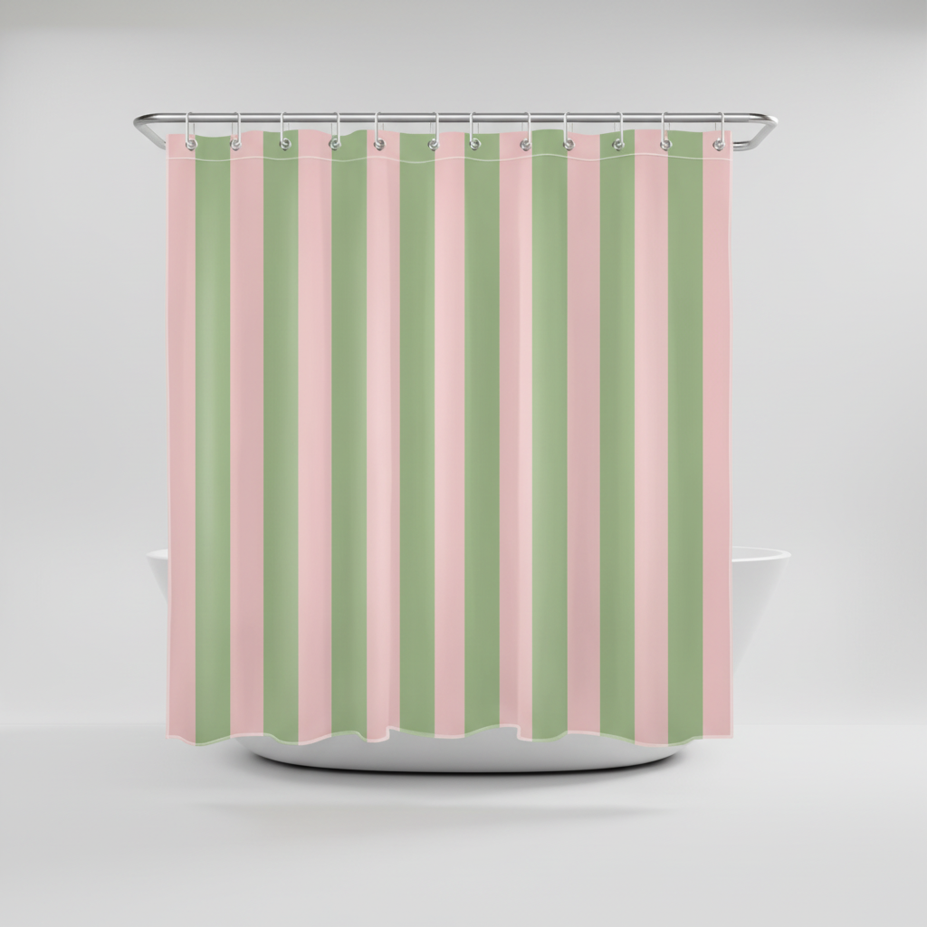 Boho Striped Fabric Shower Curtain - Water-Repellent Bathroom Decor