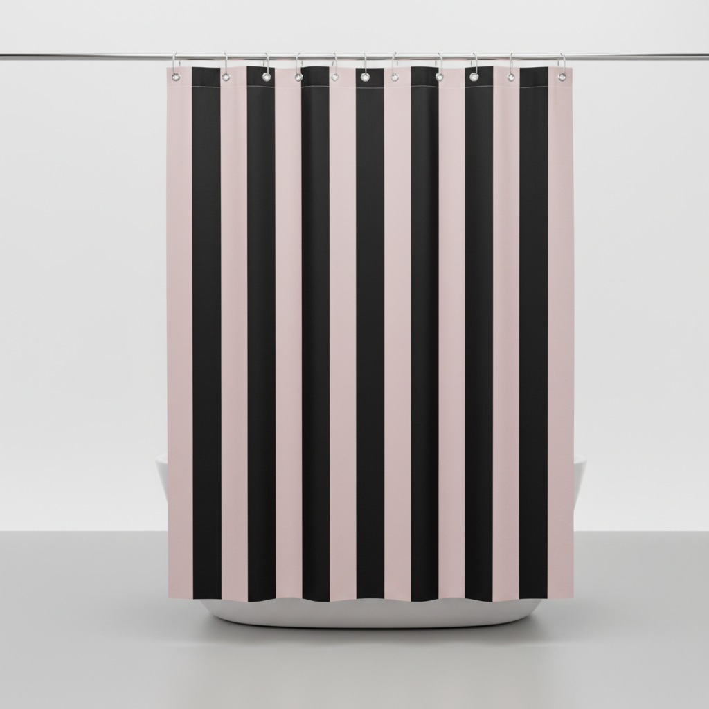 Boho Striped Fabric Shower Curtain - Water-Repellent Bathroom Decor
