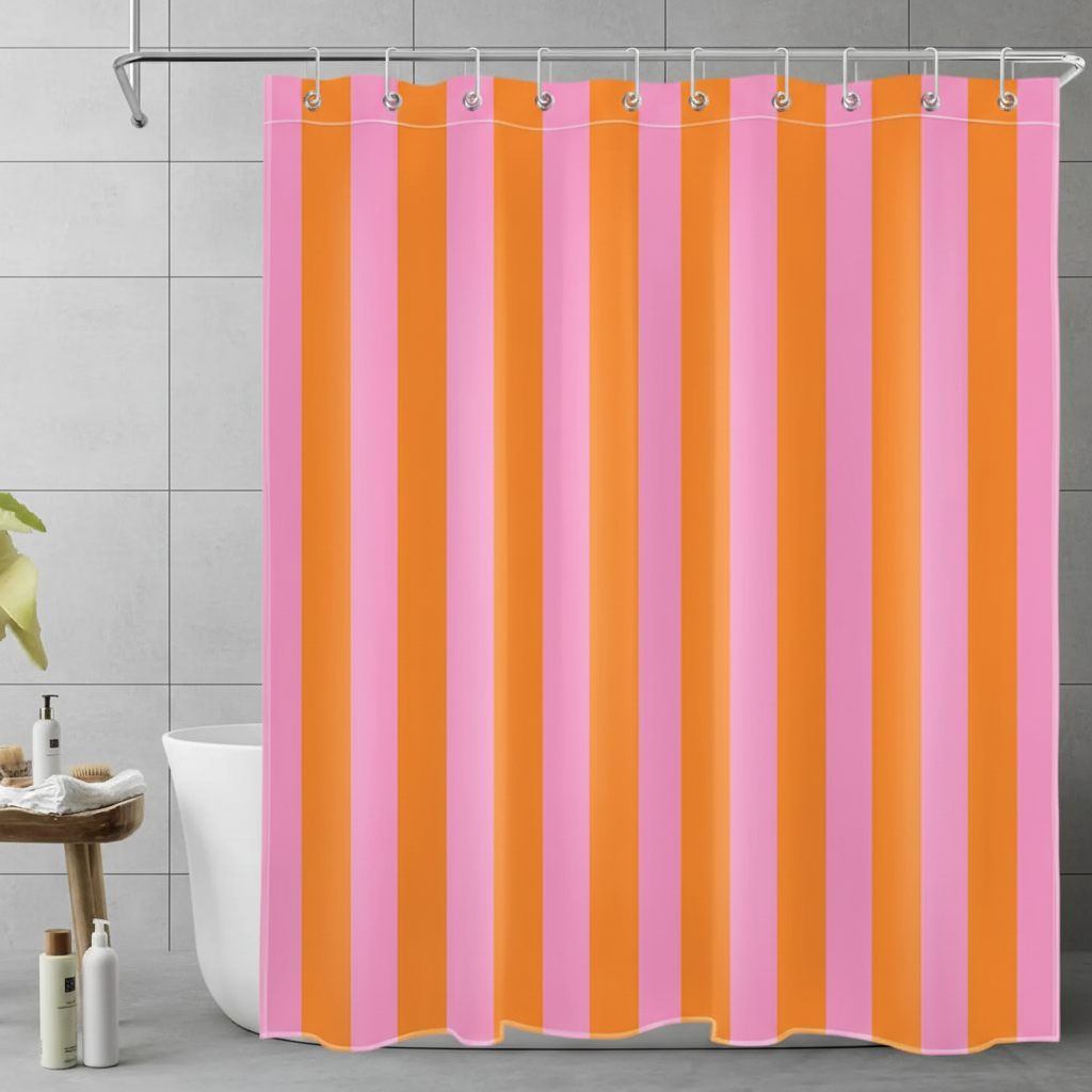 Boho Striped Fabric Shower Curtain - Water-Repellent Bathroom Decor