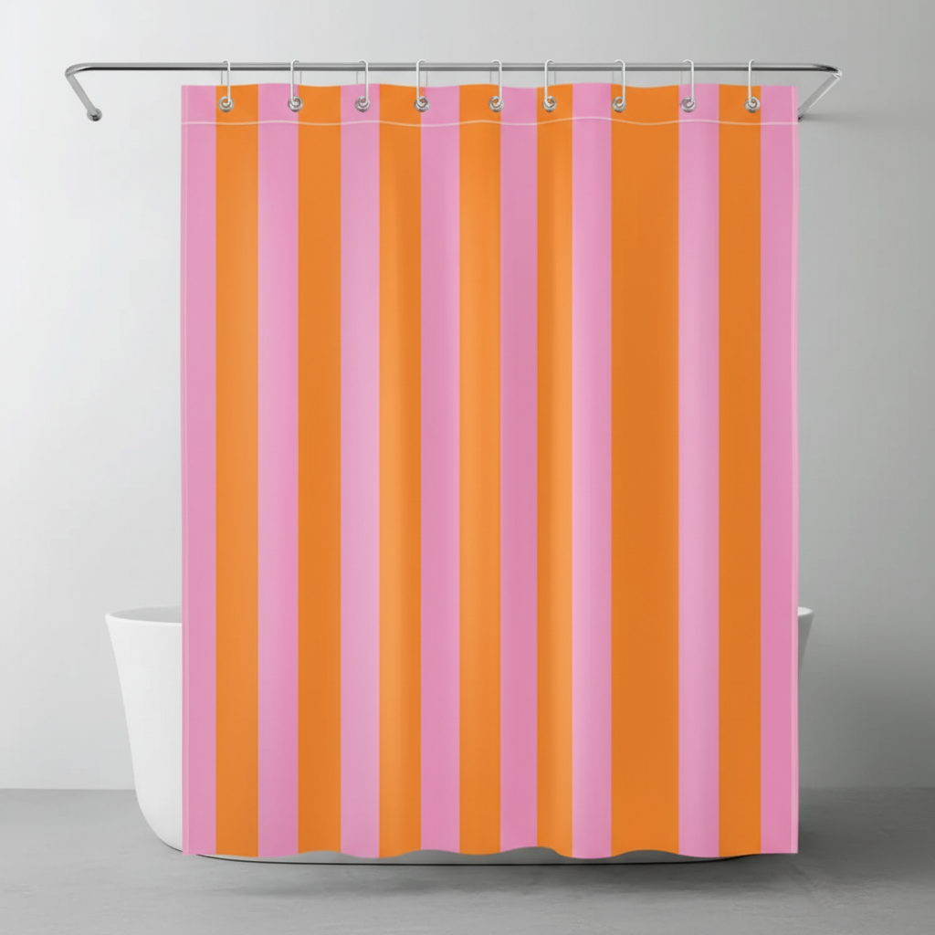 Boho Striped Fabric Shower Curtain - Water-Repellent Bathroom Decor