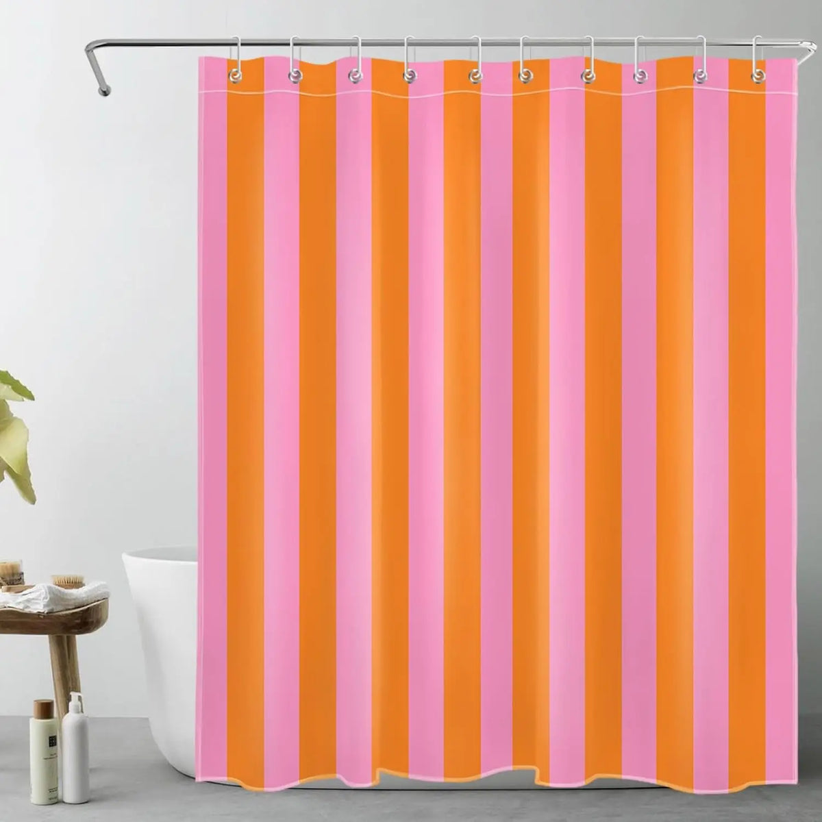 Boho Striped Fabric Shower Curtain - Water-Repellent Bathroom Decor