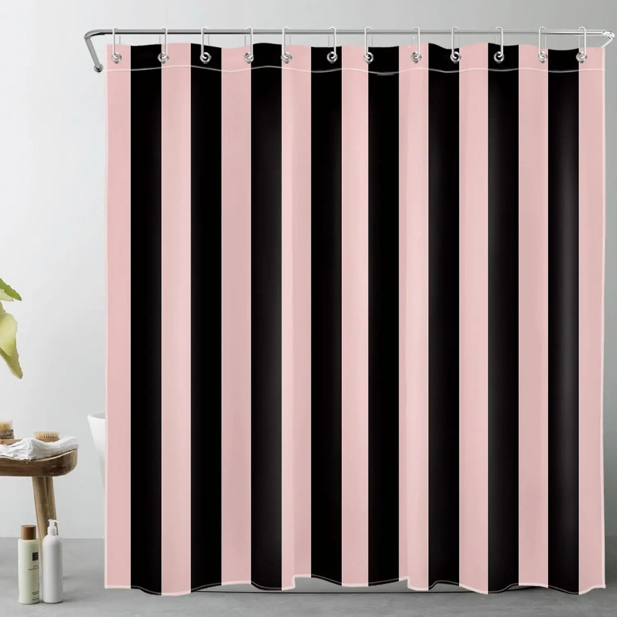 Boho Striped Fabric Shower Curtain - Water-Repellent Bathroom Decor