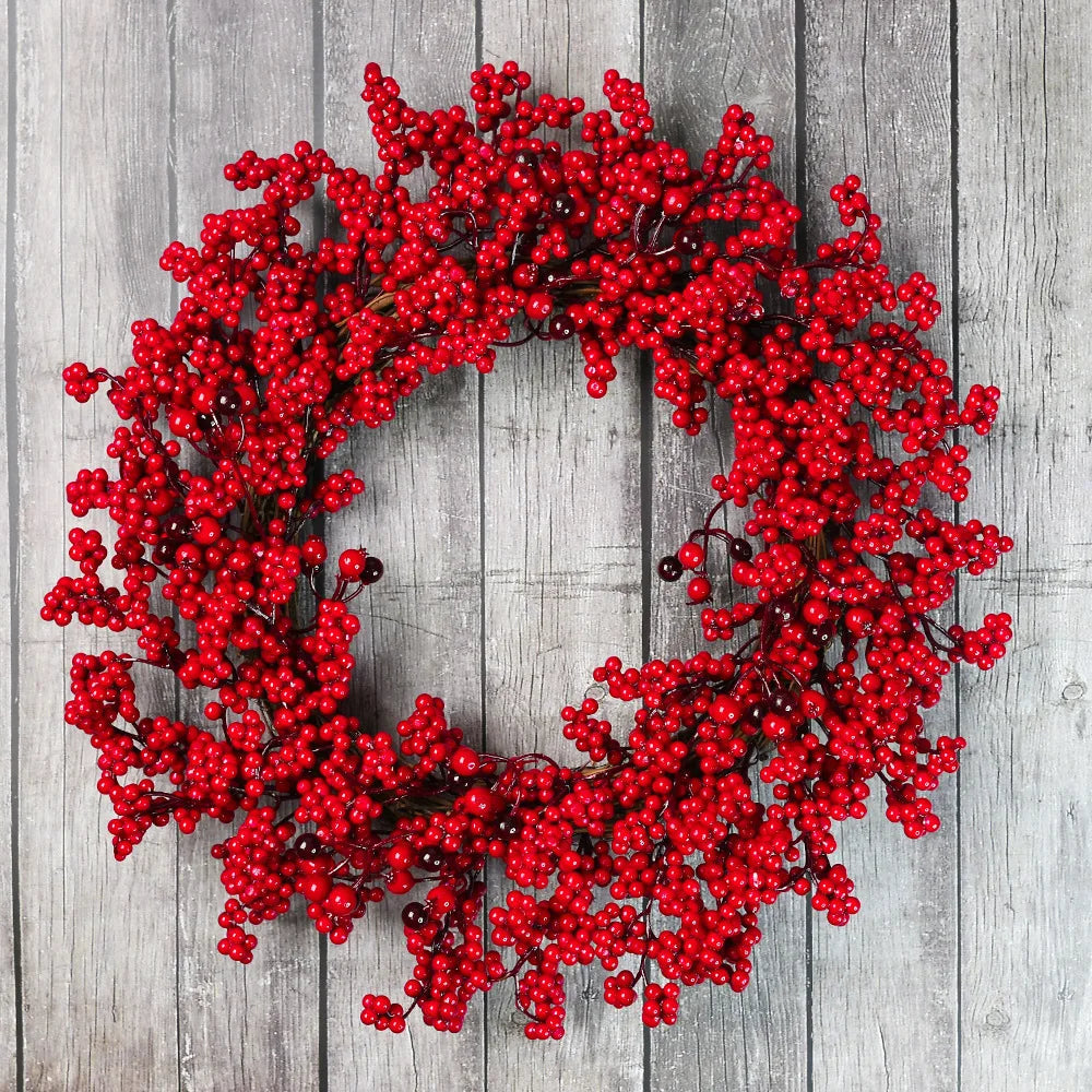 Christmas Wreath with Red Berries and Cypress Leaves – Festive Holiday Decor