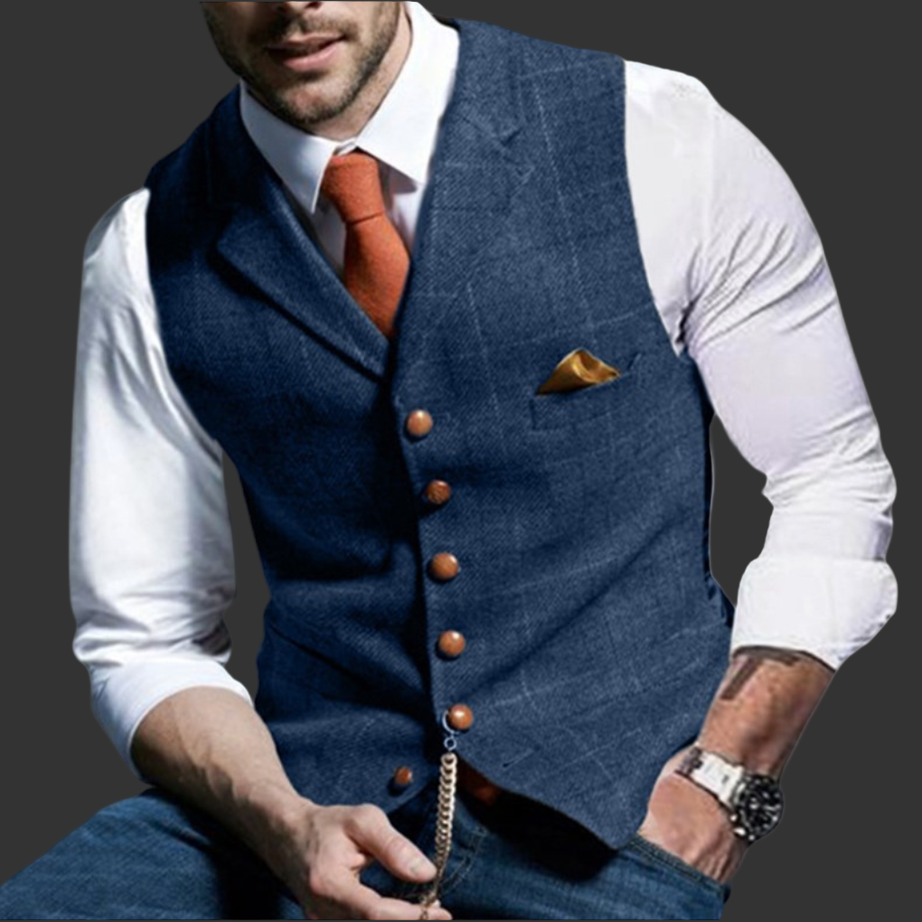 Classic Formal Vest with Notched Lapel and Button Closure