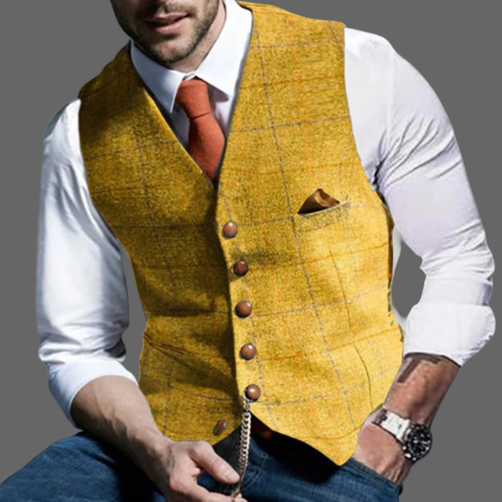 Classic Formal Vest with Notched Lapel and Button Closure