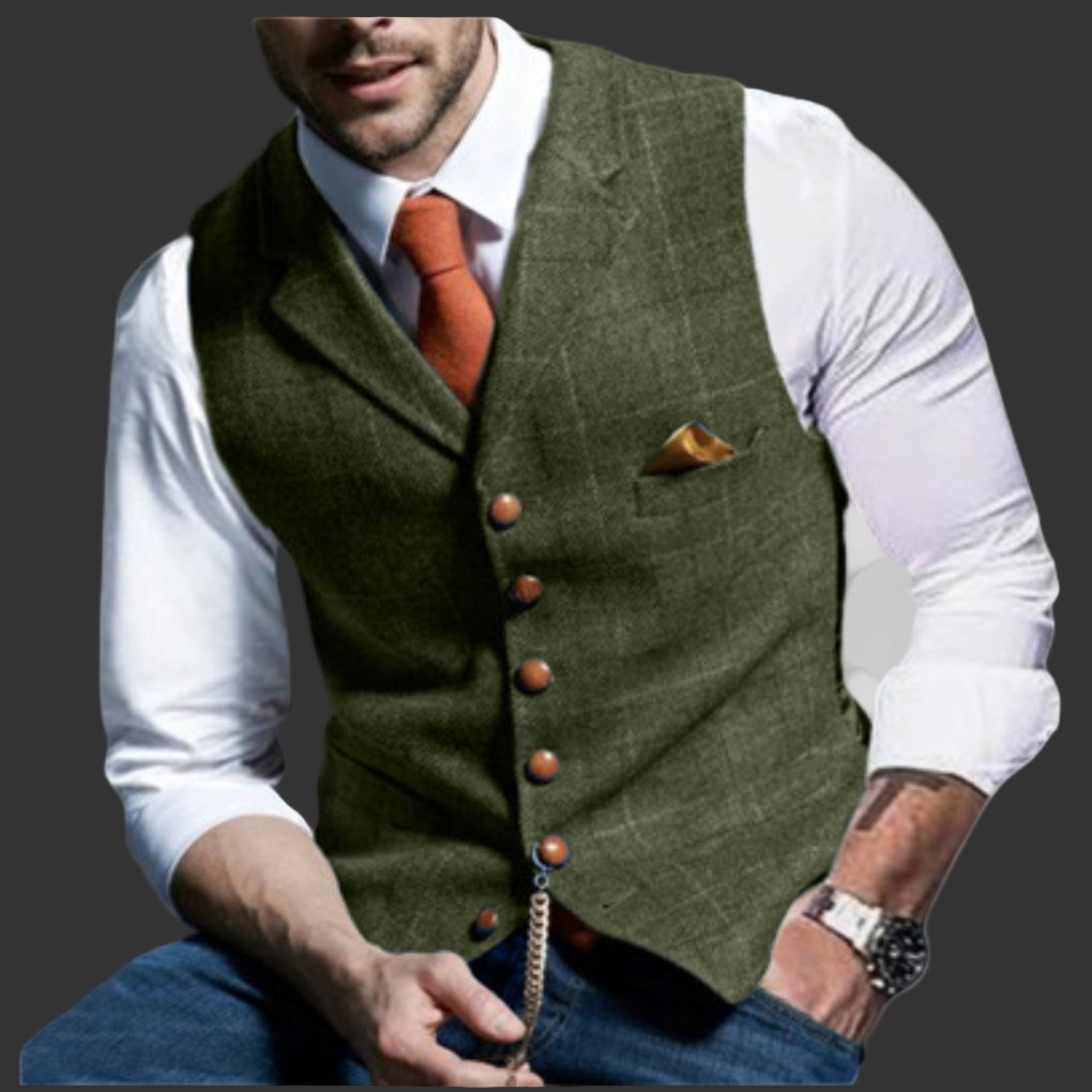 Classic Formal Vest with Notched Lapel and Button Closure