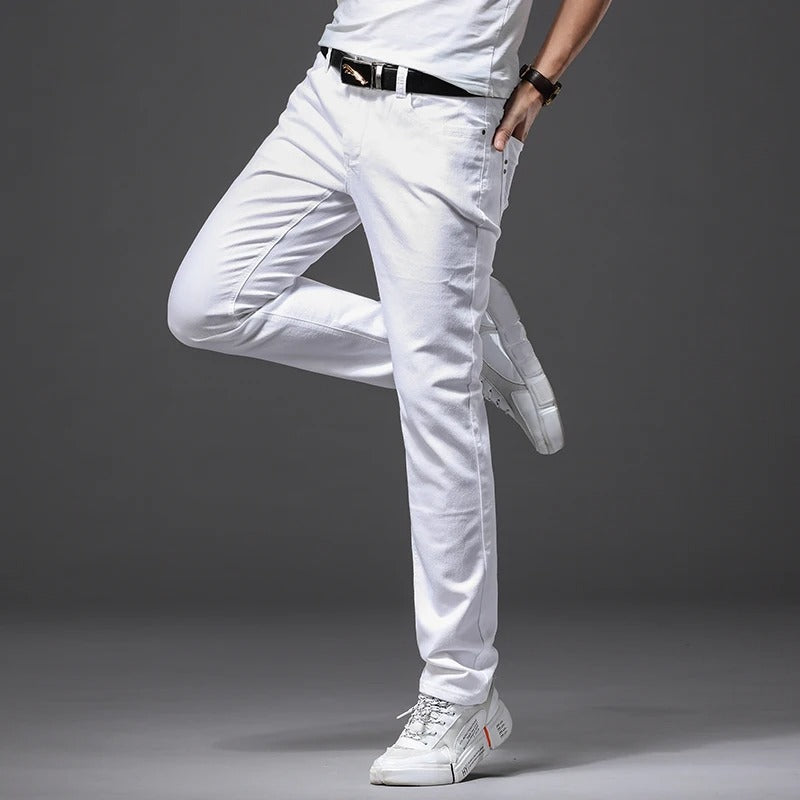 Classic Men's White Slim-Fit Jeans