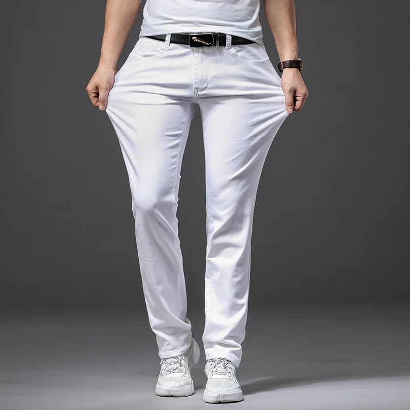 Classic Men's White Slim-Fit Jeans