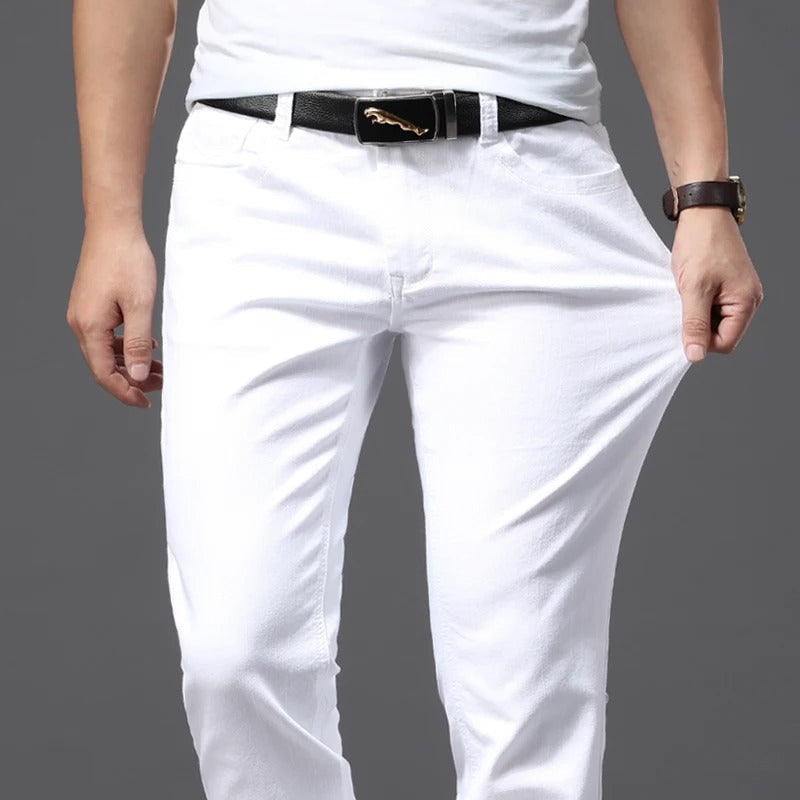 Classic Men's White Slim-Fit Jeans