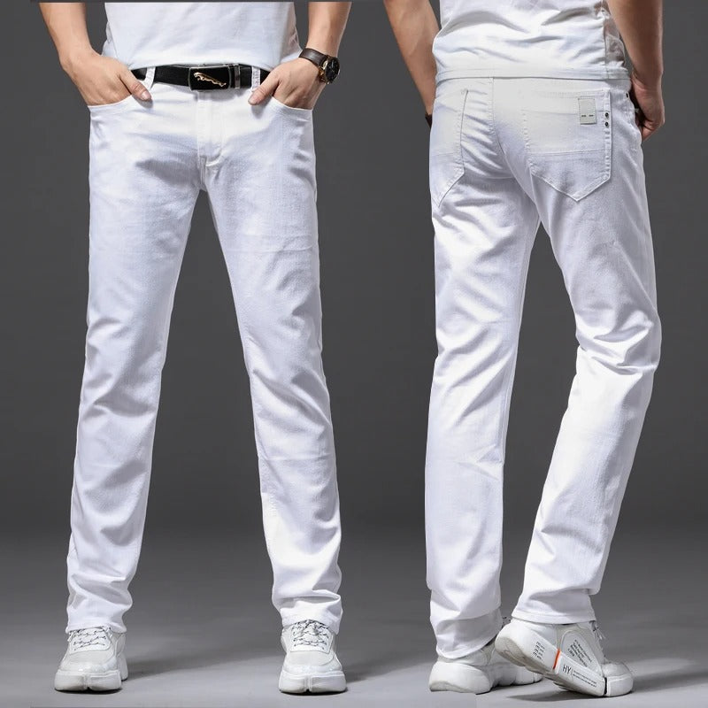 Classic Men's White Slim-Fit Jeans