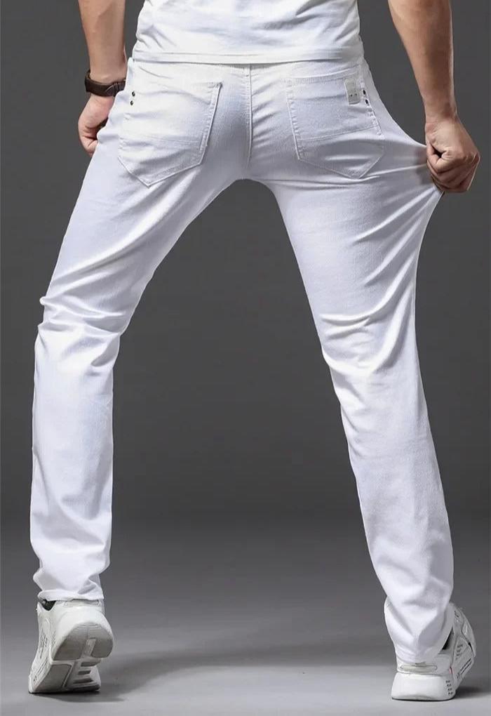 Classic Men's White Slim-Fit Jeans