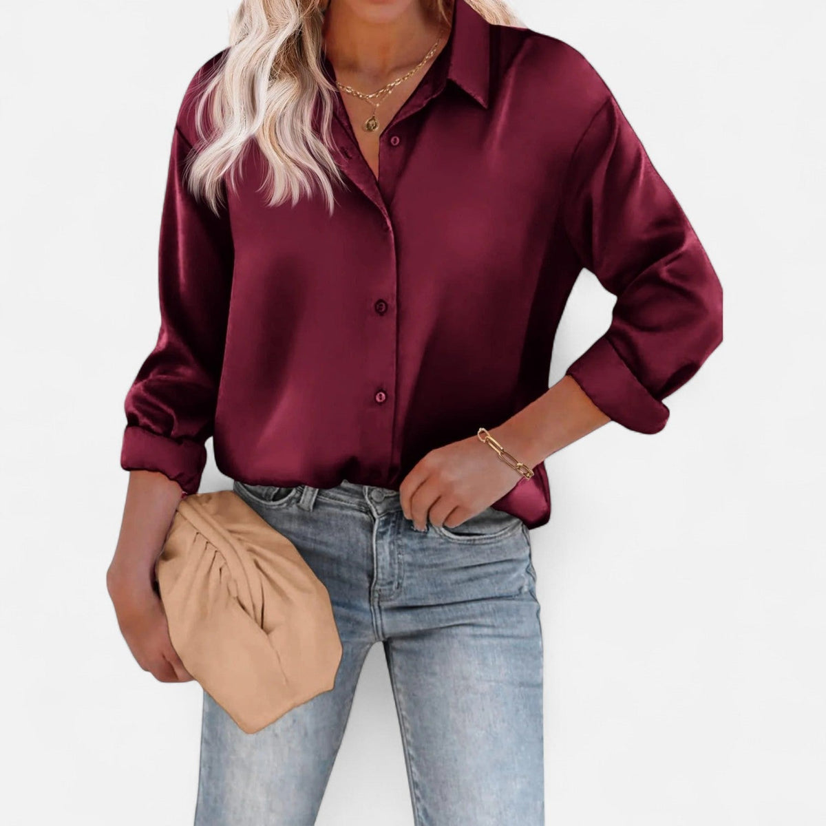 Classic Women's Blouse with a Flowing Silhouette – Timeless Elegance and Sophisticated Comfort