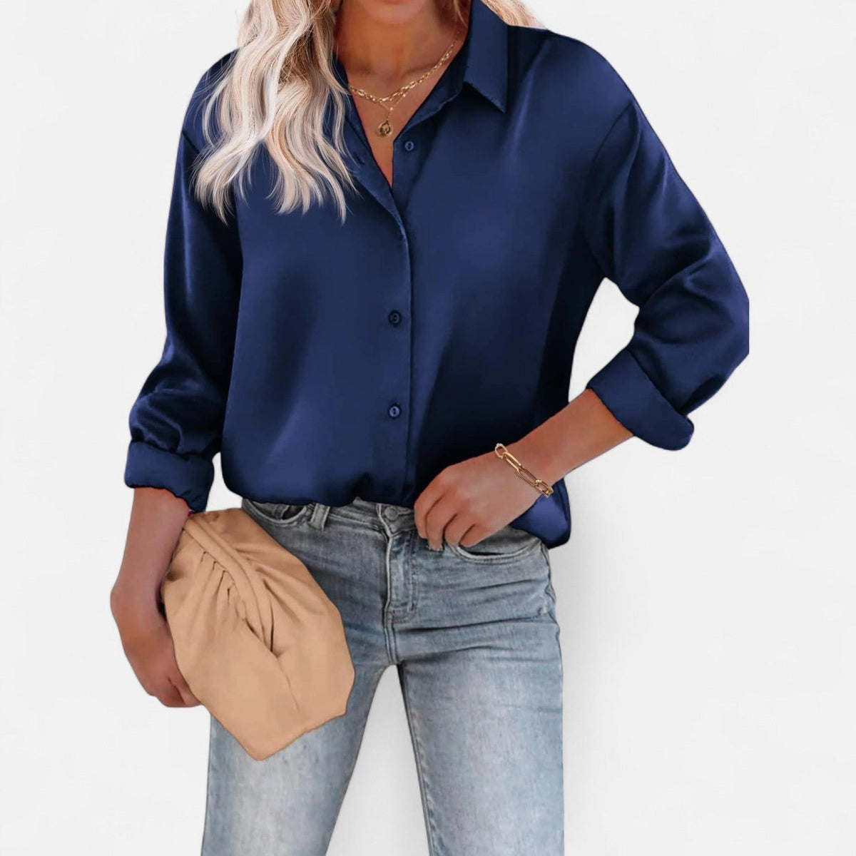 Classic Women's Blouse with a Flowing Silhouette – Timeless Elegance and Sophisticated Comfort