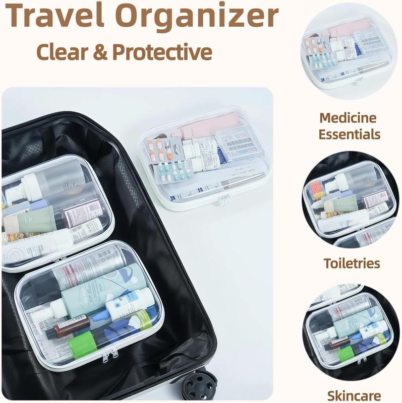 Clear Zippered Case, Waterproof Cosmetic Bag and Travel Organizer for Small Items