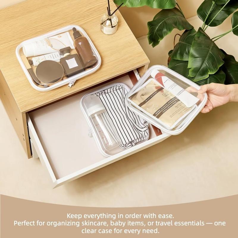 Clear Zippered Case, Waterproof Cosmetic Bag and Travel Organizer for Small Items