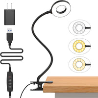 Clip-On LED Desk Lamp with Flexible Gooseneck and 3 Colour Modes