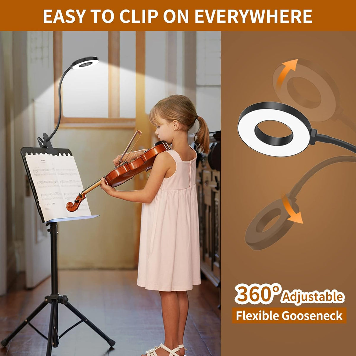 Clip-On LED Desk Lamp with Flexible Gooseneck and 3 Colour Modes