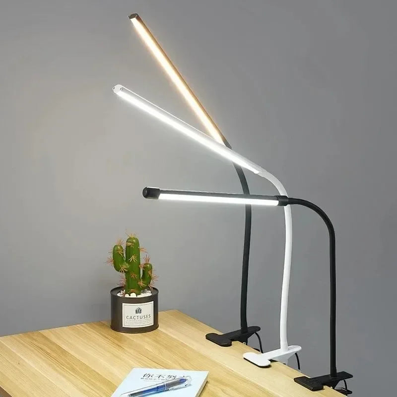 Clip-On LED Lamp with Flexible Gooseneck, 3 Light Modes, 10 Brightness Levels, USB Powered, Dimmable and Eye-Caring
