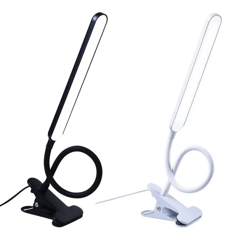 Clip-On LED Lamp with Flexible Gooseneck, 3 Light Modes, 10 Brightness Levels, USB Powered, Dimmable and Eye-Caring
