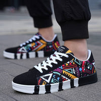 Colorful Low-Top Sneakers with All-Over Graphic Print