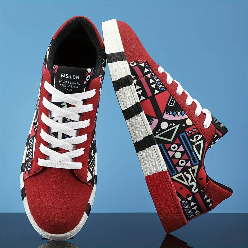 Colorful Low-Top Sneakers with All-Over Graphic Print