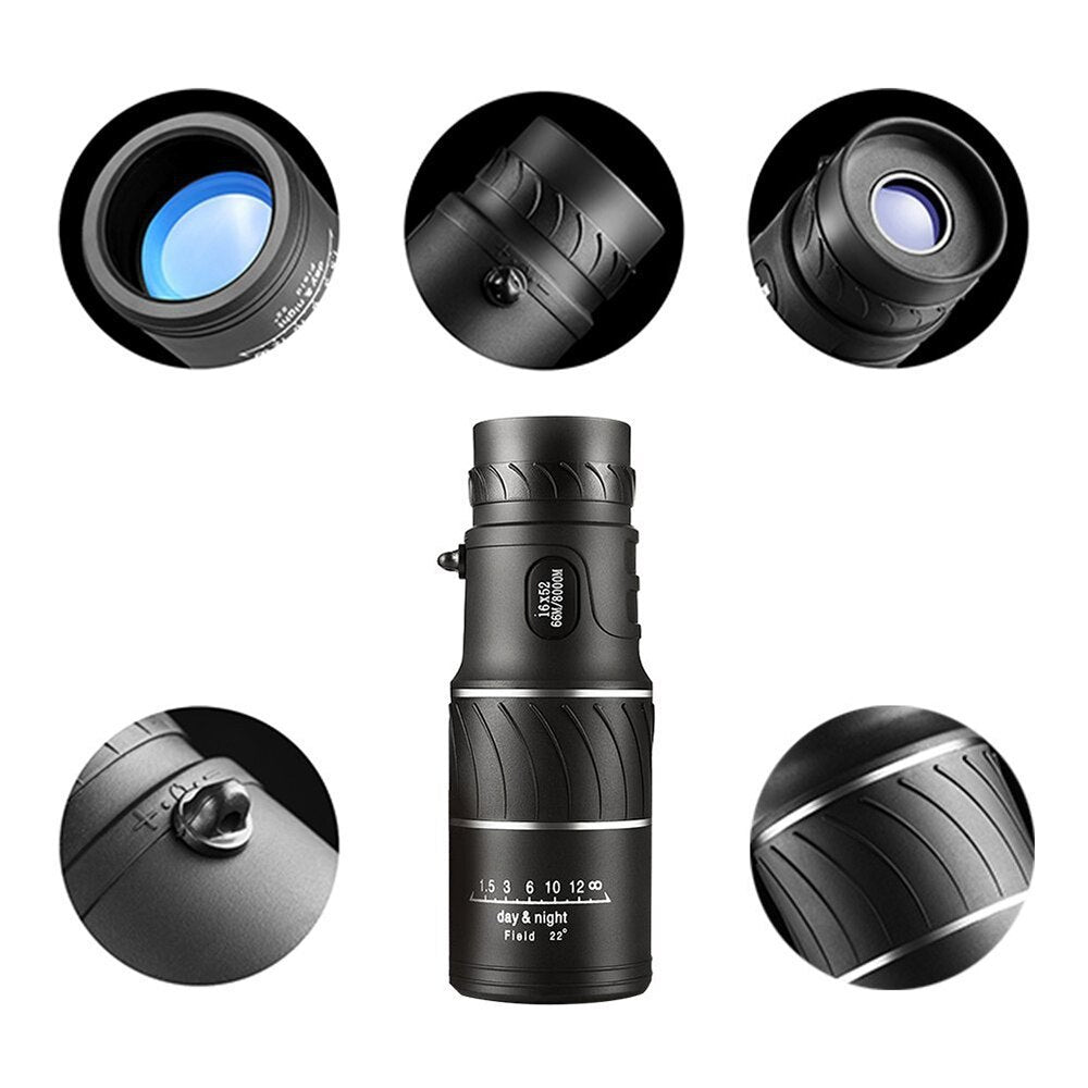 Compact 16x52 HD Travel Monocular Telescope