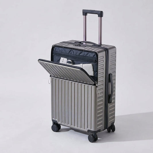 Compact Carry-On Spinner Suitcase with Laptop Compartment