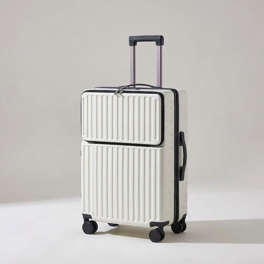Compact Carry-On Spinner Suitcase with Laptop Compartment