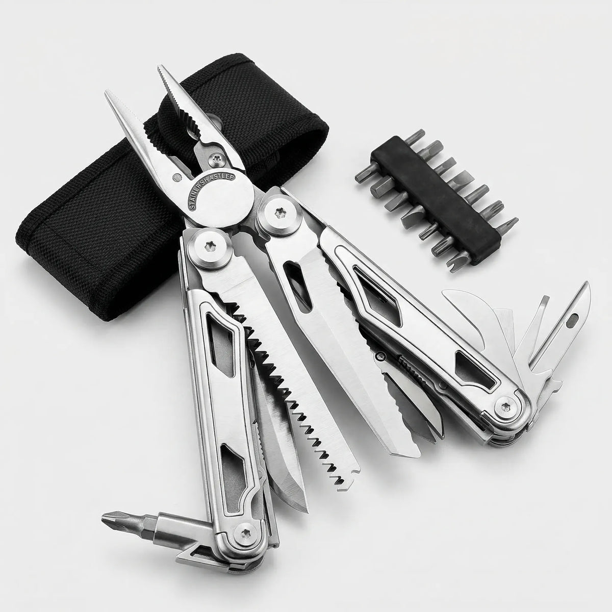 Compact Folding Multi-Tool with Pliers and Screwdriver Bits