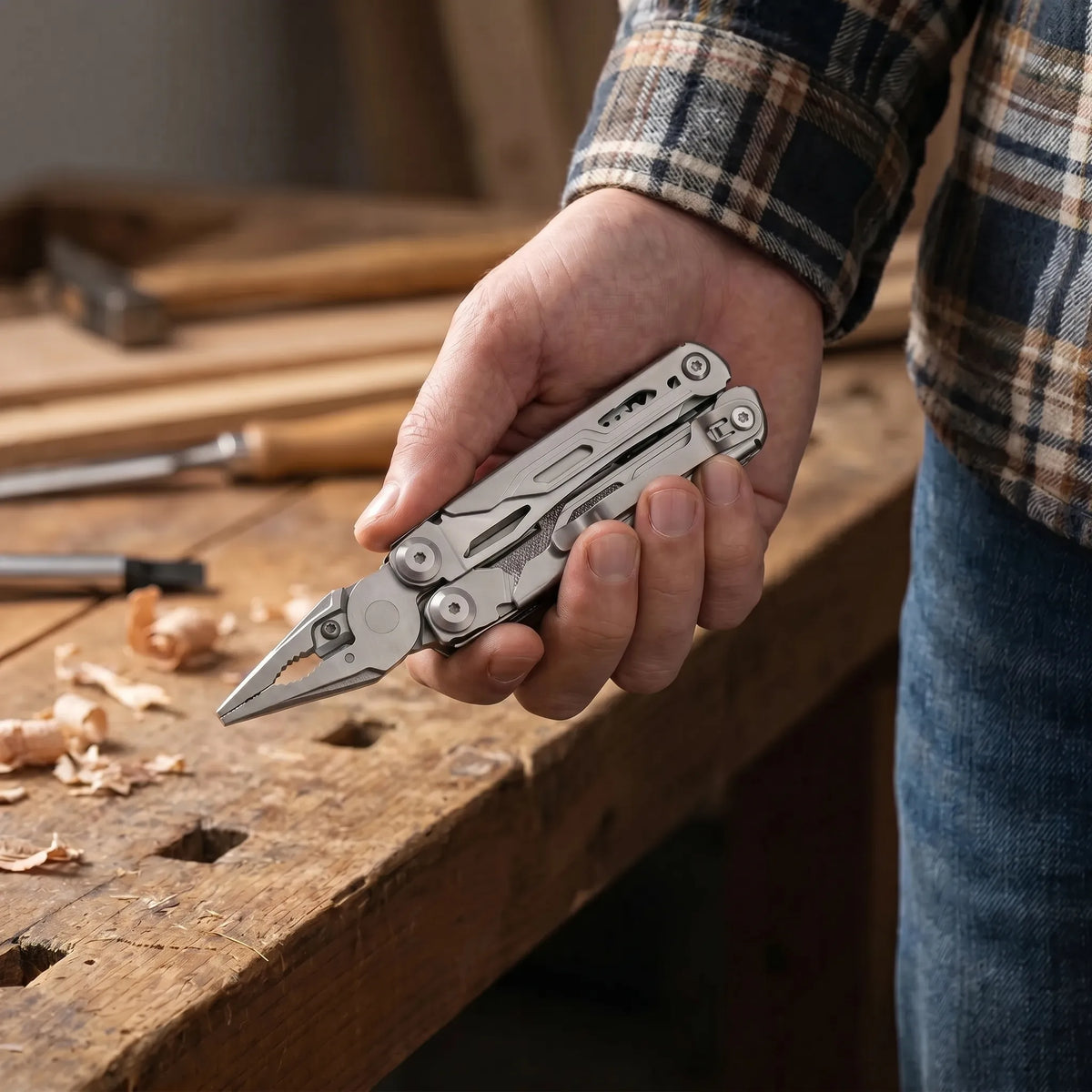 Compact Folding Multi-Tool with Pliers and Screwdriver Bits