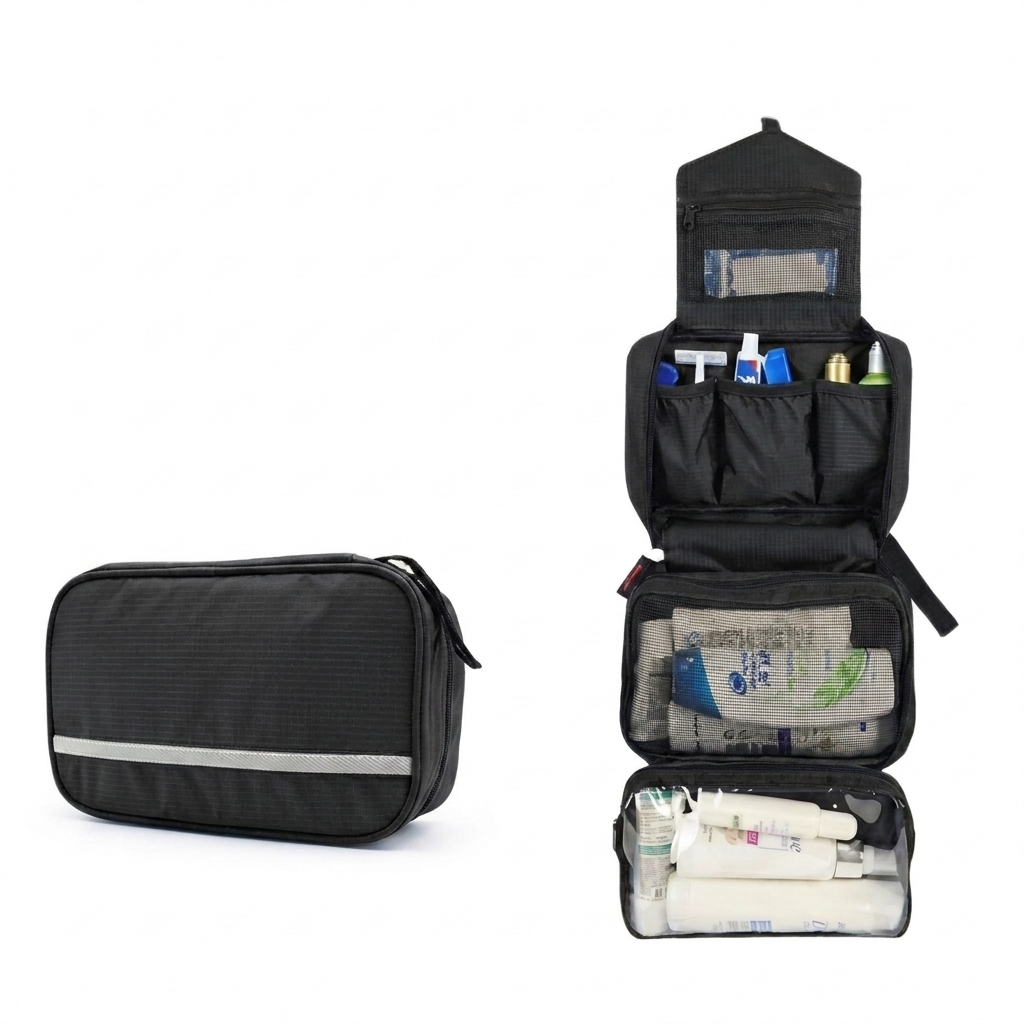 Compact Hanging Toiletry Bag for Organized Travel and Home Use