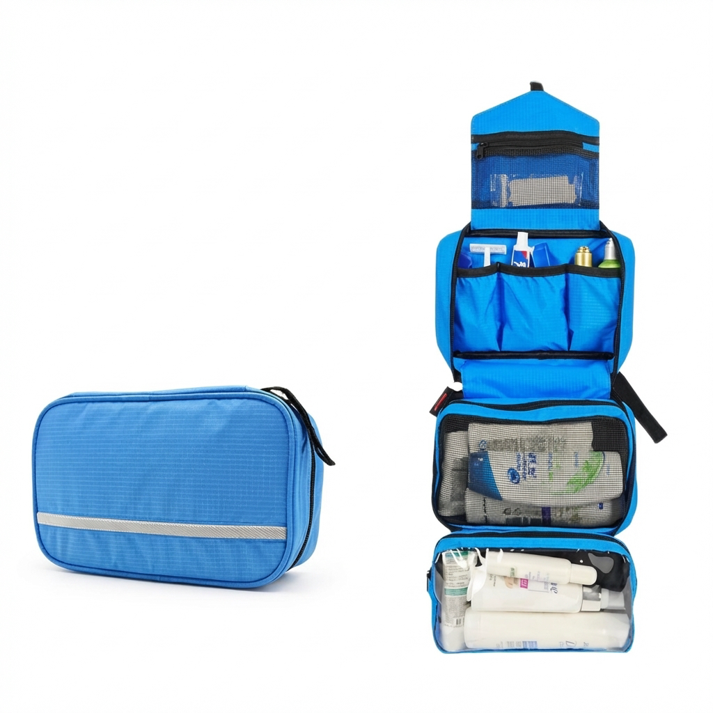 Compact Hanging Toiletry Bag for Organized Travel and Home Use