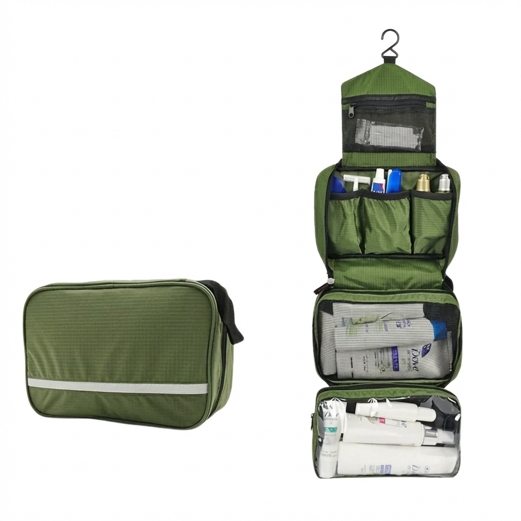 Compact Hanging Toiletry Bag for Organized Travel and Home Use