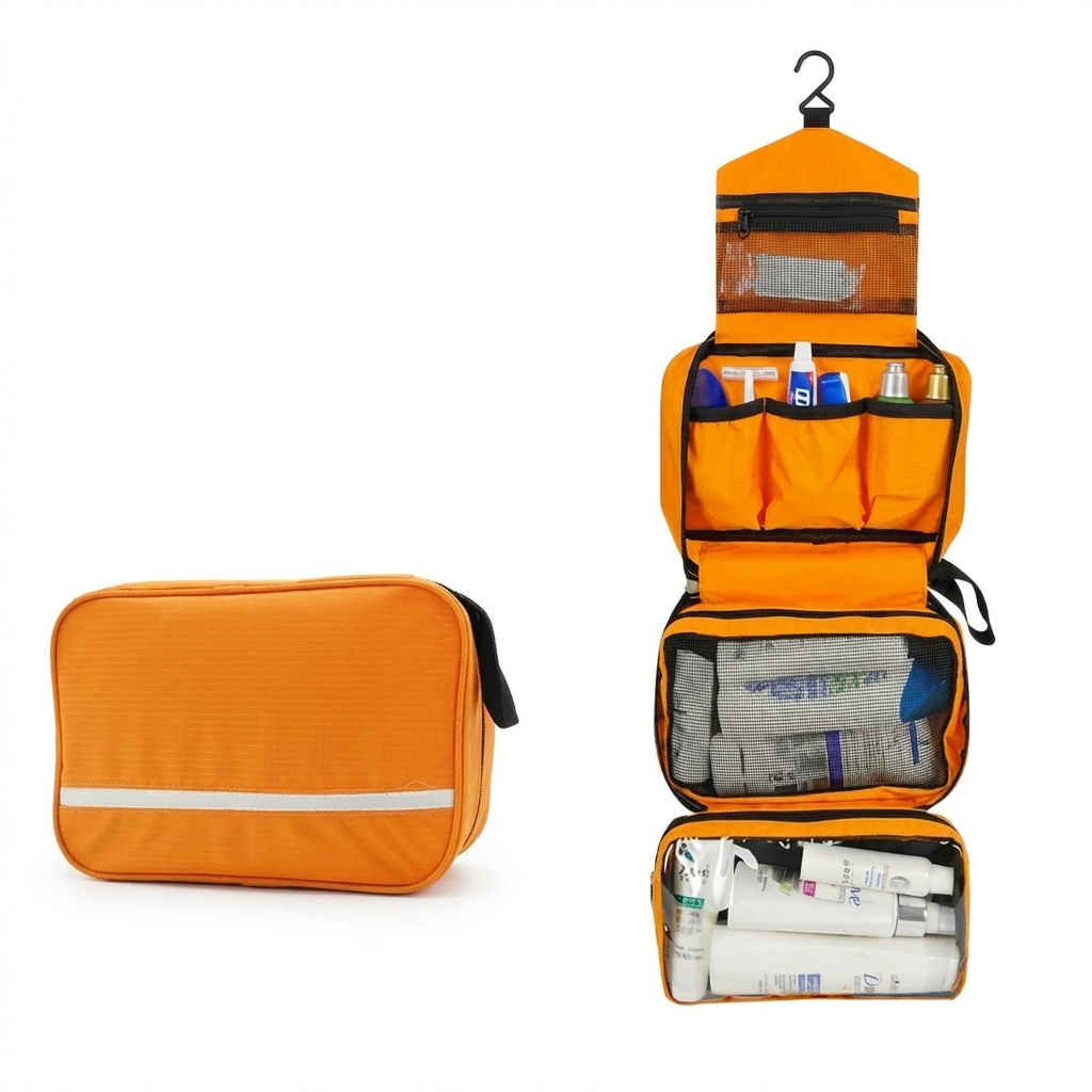 Compact Hanging Toiletry Bag for Organized Travel and Home Use