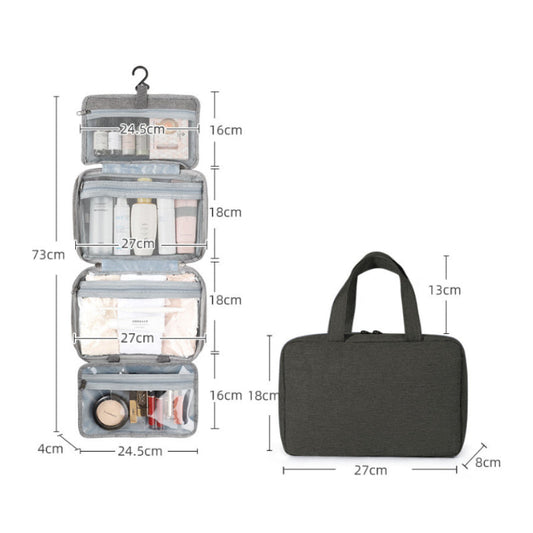 Compact Water-Resistant Travel Cosmetic Organizer with 4 Compartments and 360° Hook for Men and Women