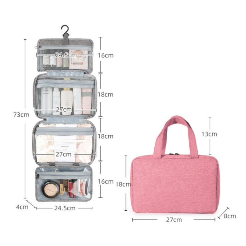 Compact Water-Resistant Travel Cosmetic Organizer with 4 Compartments and 360° Hook for Men and Women