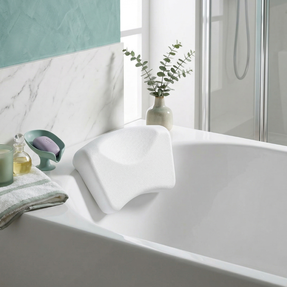 Contoured Bathtub Pillow with Soft Silicone Surface