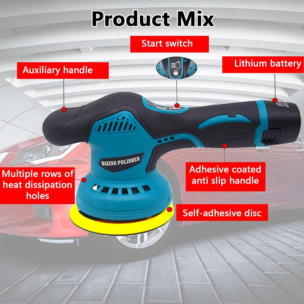 Cordless Car Polisher with Dual Batteries and 8-Speed Control