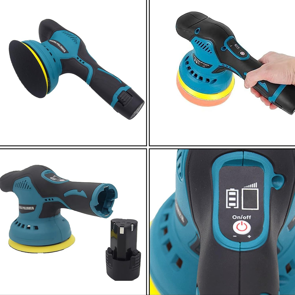 Cordless Car Polisher with Dual Batteries and 8-Speed Control